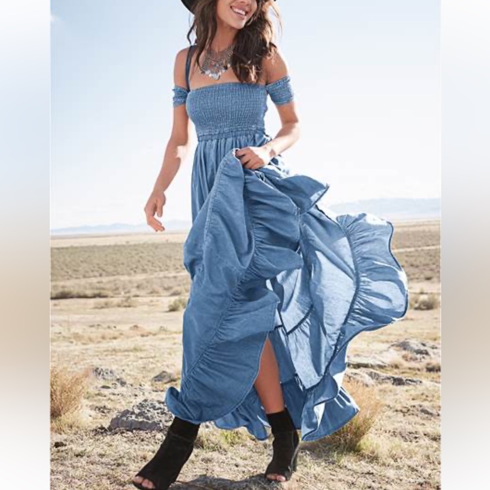 VENUS Chambray denim maxi dress XS